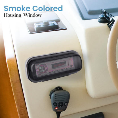 Marine Stereo Cover, Water Resistant, Smoke Window, White
