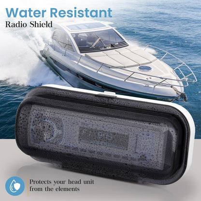 Marine Stereo Cover, Water Resistant, Smoke Window, White