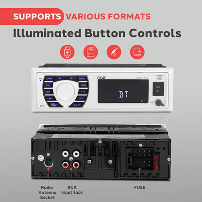 Kit stéréo marin mains libres Bluetooth avec haut-parleurs étanches 5,25" blancs 