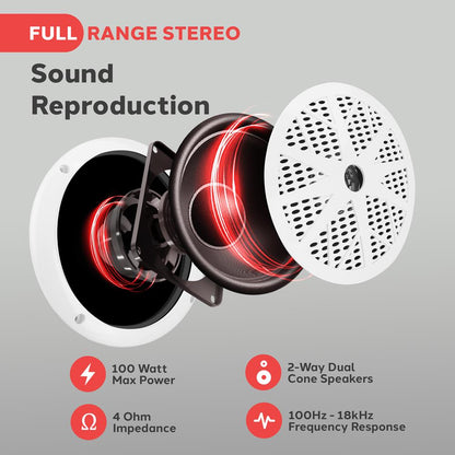 Kit stéréo marin mains libres Bluetooth avec haut-parleurs étanches 5,25" blancs 