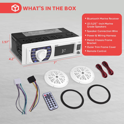 Kit stéréo marin mains libres Bluetooth avec haut-parleurs étanches 5,25" blancs 