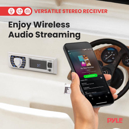 Kit de récepteur stéréo marin étanche Bluetooth avec 4 haut-parleurs blancs 