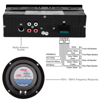 Marine Stereo Kit Bluetooth Hands-Free 4 Waterproof Speakers