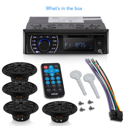 Marine Stereo Kit Bluetooth Hands-Free 4 Waterproof Speakers