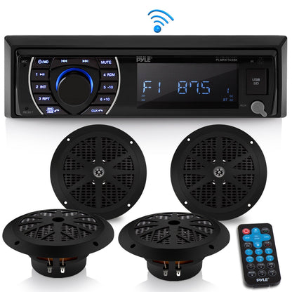 Marine Stereo Kit Bluetooth Hands-Free 4 Waterproof Speakers