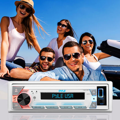 Bluetooth Stereo Receiver - Hands-Free Calling, LCD Display, White