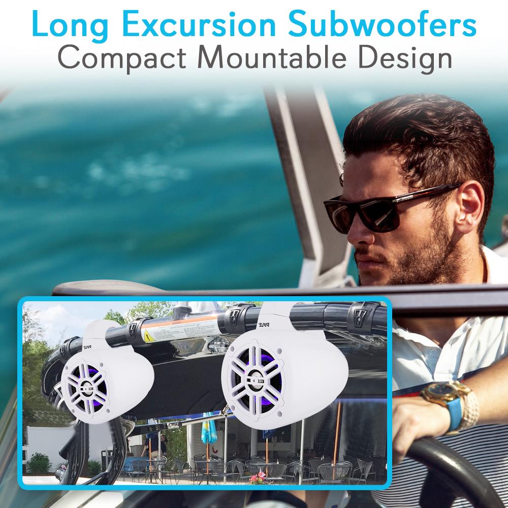 product image number 5 for Pyle 4” Bluetooth & Led Marine Tower Speakers