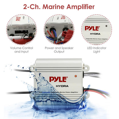 Marine Amplifier 200W Bluetooth Waterproof Compact Audio System