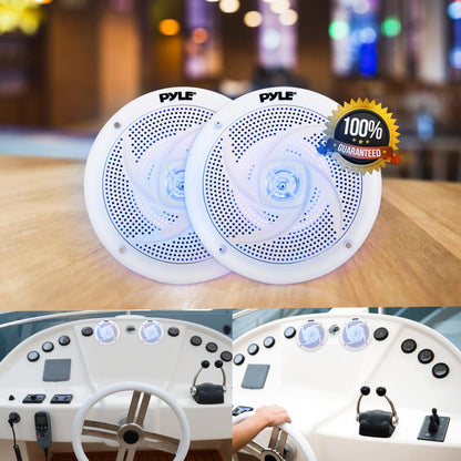 product image number 6 for Pyle 4'' Low-Profile Marine Led Speakers