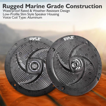 Marine Speakers 180W Waterproof LED Lights Slim Design Blue