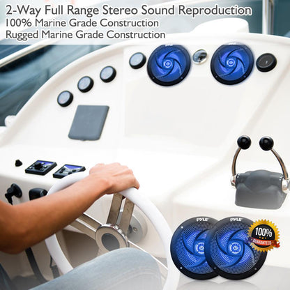 5.25'' Low-Profile Marine LED Speakers - PLMRS53BL