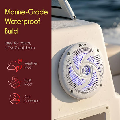 5.25'' Low-Profile Marine LED Speakers - PLMRS53WL