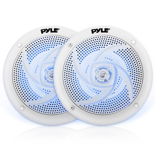 Marine Speakers Waterproof 180W LED Lights Low-Profile 5.25" Pair