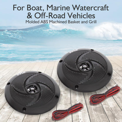5.25" 180W Waterproof Marine Speakers, Low-Profile Slim Style (2 Pack)