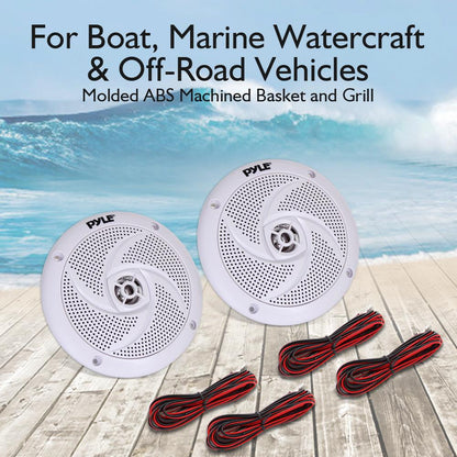 Marine Speakers 180W Waterproof 5.25" Low-Profile White
