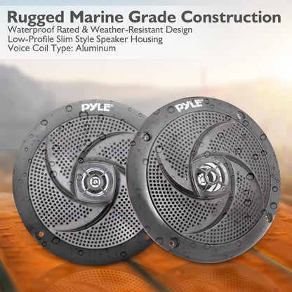 6.5 inch Low-Profile Marine Speakers - PLMRS6B