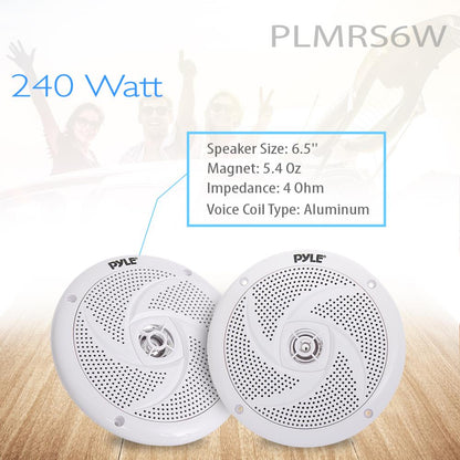6.5 inch Low-Profile Marine Speakers - PLMRS6W