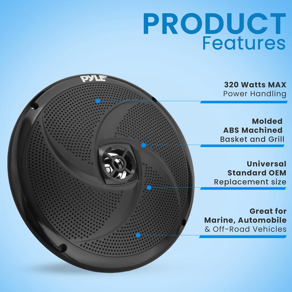 product image number 5 for Pyle 8'' Marine Component Speakers