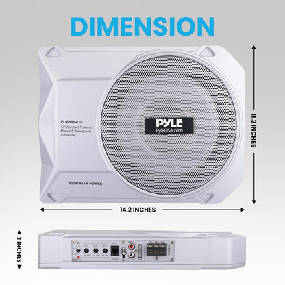 10" 900W Low-Profile Marine Subwoofer System with Built-In Amp