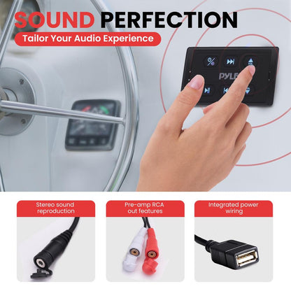 Marine Bluetooth Audio Controller Kit, Water-Resistant, Compact Mic