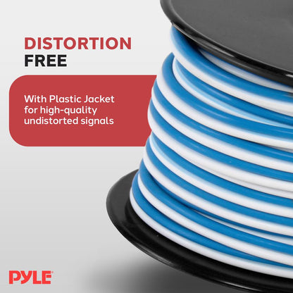 Câble d'enceinte marin 50 pieds étanche 18 AWG bleu/blanc 