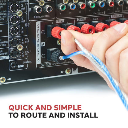 Câble d'enceinte marin 50 pieds étanche 18 AWG bleu/blanc 