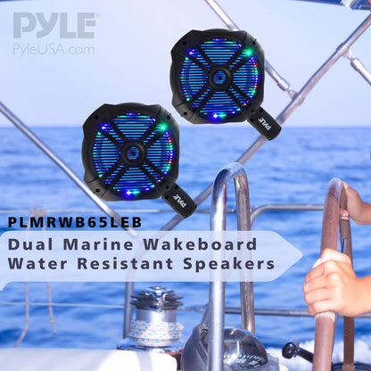 product image number 6 for Pyle Dual 6.5'' Led Marine Wakeboard Speakers