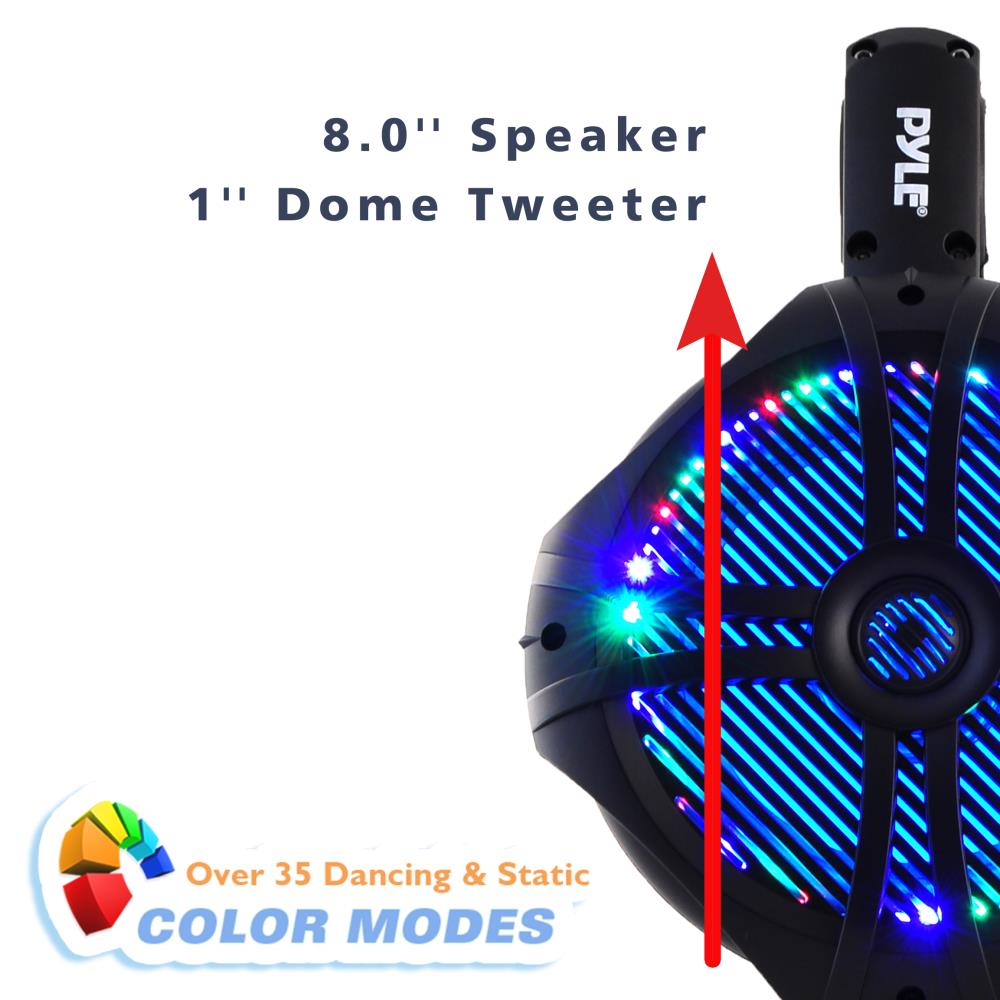 product image number 3 for Pyle Dual 8.0'' Led Marine Wakeboard Speakers