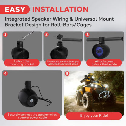 8" Marine Speaker Waterproof LED Lights ABS Construction