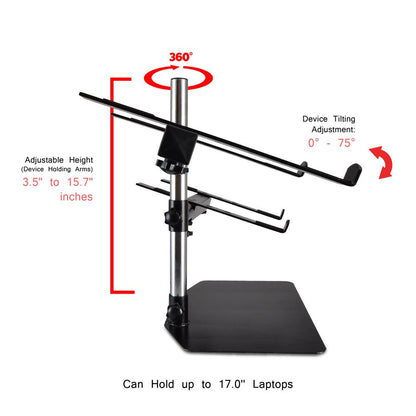 Portable Dual Laptop Stand - Ergonomic Adjustable Steel, 360¬∞ Swivel