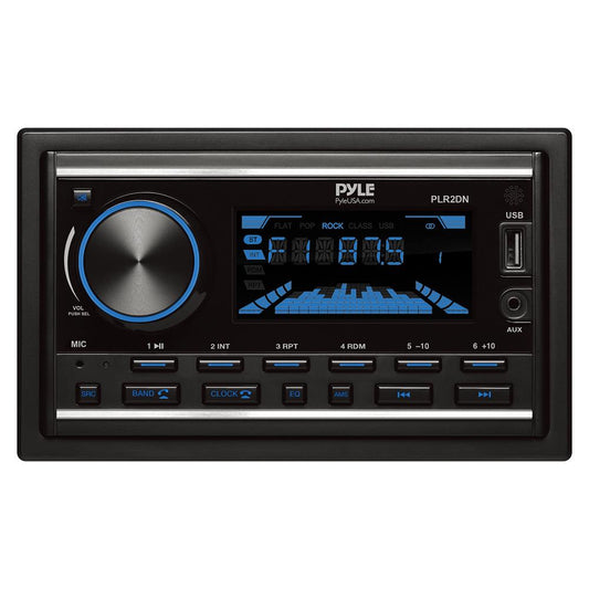 Boat Bluetooth Marine Stereo Receiver - Hands-Free Calling, Double DIN, LCD