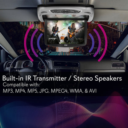 Car Roof DVD Player 13.3" Flip-Down Screen HDMI USB Grey