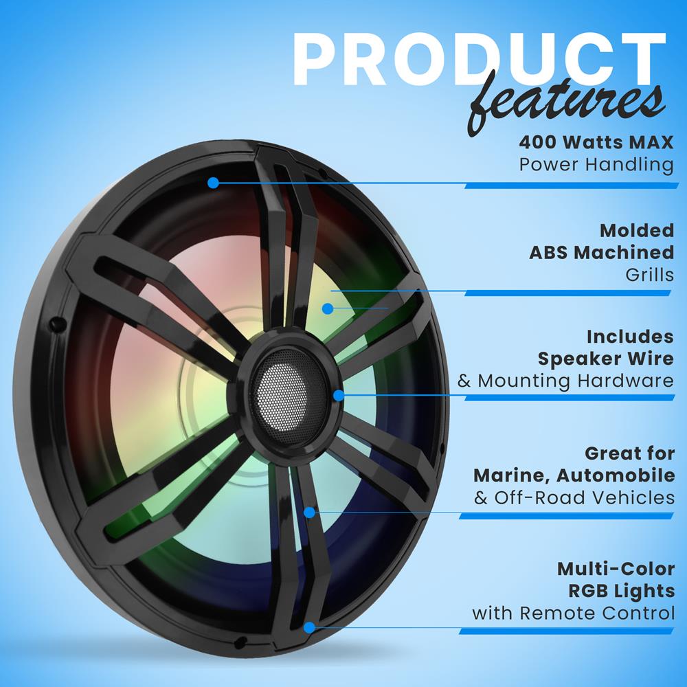 product image number 6 for Pyle 10” Slim Waterproof Subwoofer