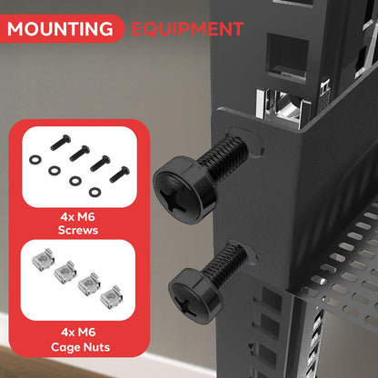 2-Pc 1U Server Rack Shelf, Vented Steel, 110 lbs Capacity