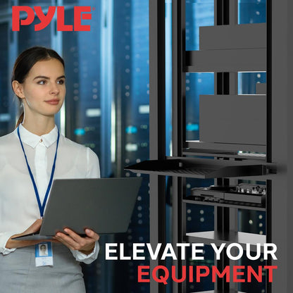 2-Pc 1U Server Rack Shelf, Vented Steel, 110 lbs Capacity