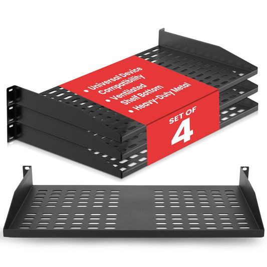 1U Server Rack Shelf Mount Tray (4-Pack)