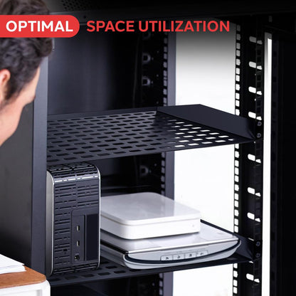 1U Universal Server Rack Shelf, Heavy Duty Steel Tray