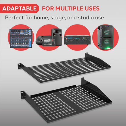 19" Server Rack Shelves, 110lbs Capacity, Ventilated Steel