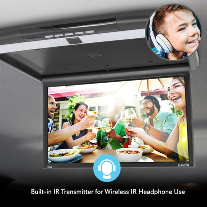 Car Overhead Monitor 1080p LCD 17.3" Flip-Down Screen HDMI/USB/SD
