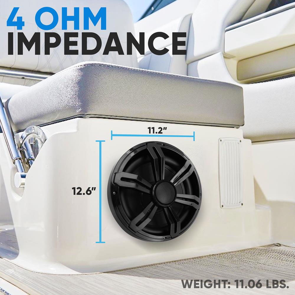 product image number 4 for Pyle 12'' Slim Waterproof Subwoofer