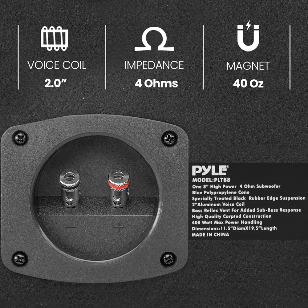 product image number 4 for Pyle 8'' Amplified Car Subwoofer Enclosure