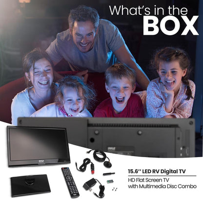 Téléviseur RV LED 15,6" écran FHD 1080p avec lecteur DVD combiné, adaptateur 12V/24V 