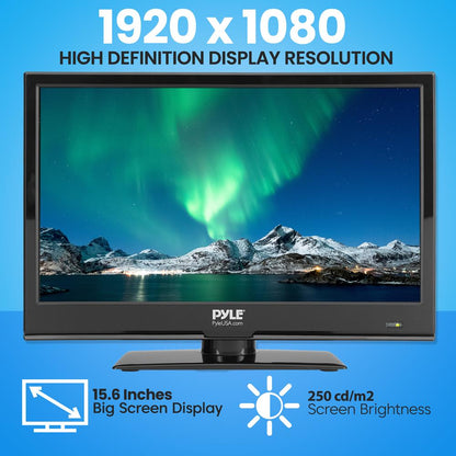 Téléviseur RV LED 15,6" écran FHD 1080p avec lecteur DVD combiné, adaptateur 12V/24V 