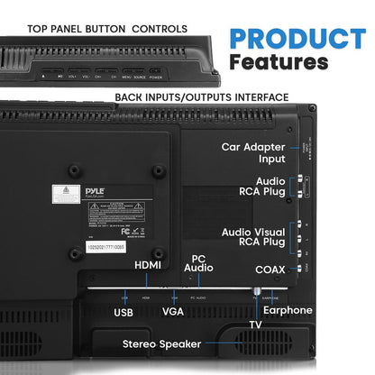 Téléviseur RV LED 15,6" écran FHD 1080p avec lecteur DVD combiné, adaptateur 12V/24V 