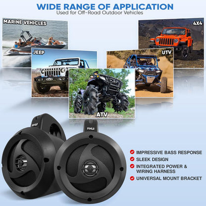 Waterproof Bluetooth Off-Road Speakers 900W Marine Grade Weatherproof
