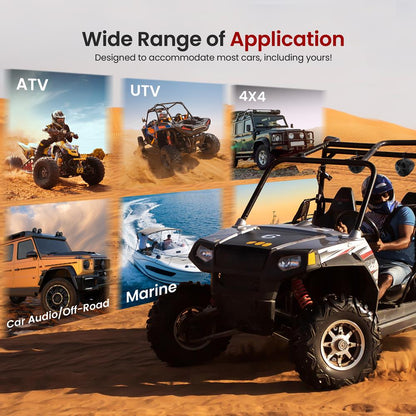 4" Off-Road Bluetooth Speakers 800W Waterproof Marine Grade, Black