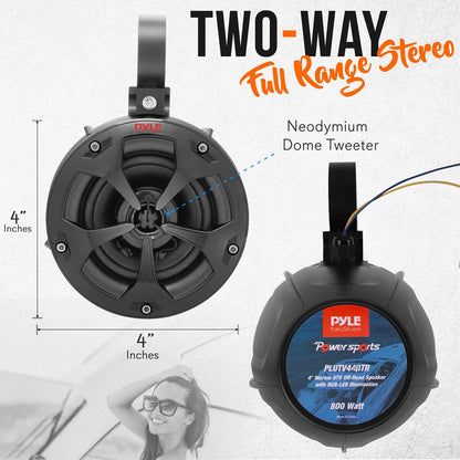 2-Way Waterproof Off-Road Speakers 800W RGB Lights Marine Grade