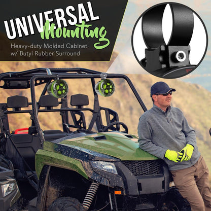 2-Way Waterproof Off-Road Speakers 800W RGB Lights Marine Grade