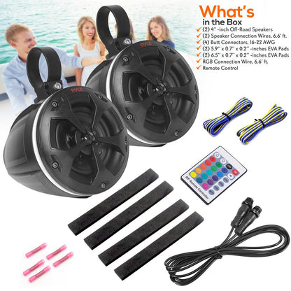 2-Way Waterproof Off-Road Speakers 800W RGB Lights Marine Grade