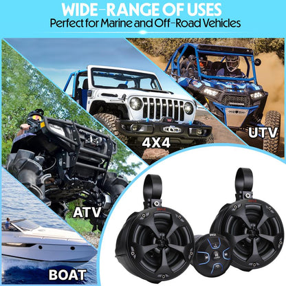 2-Way Bluetooth Marine Speakers 800W Waterproof IP65 White